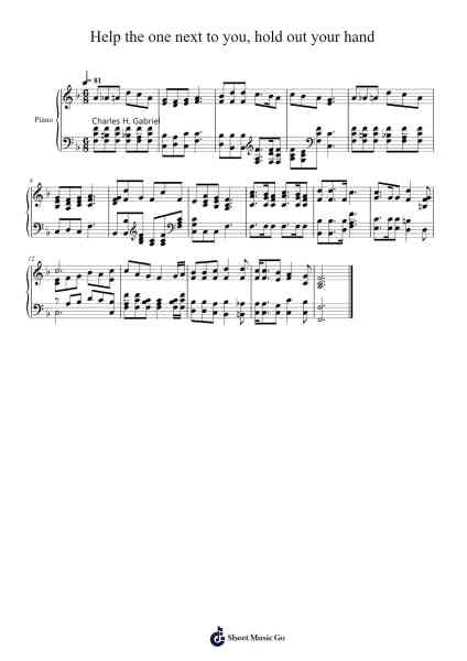 Help the one next to you, hold out your hand Musica per pianoforte di Isaac Watts - Arr.Charwen