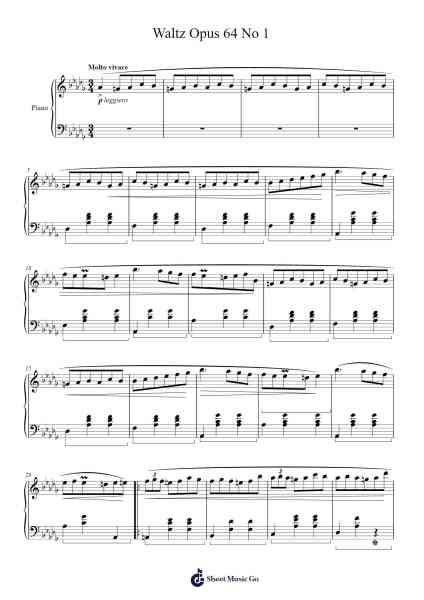Waltz Opus 64 No 1 乐谱由 Frédéric François Chopin - 编曲 Montbrook