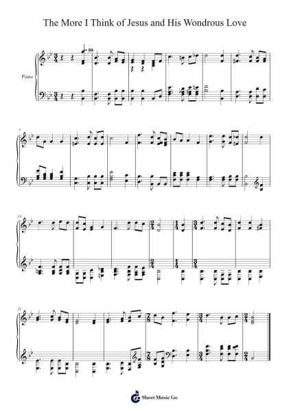 The more I think of Jesus and His wondrous love Sheet Music by Isaac Watts-Arr.Steino'neil Erdine