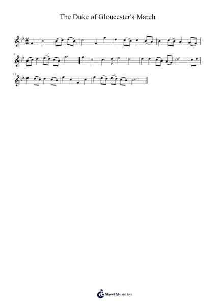 The Duke of Gloucester's March Musica per pianoforte di André Campra - Arr.Quingar