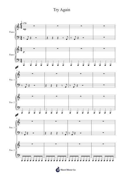 Try Again Sheet Music by REDALiCE/USAO-Arr.Priestvy