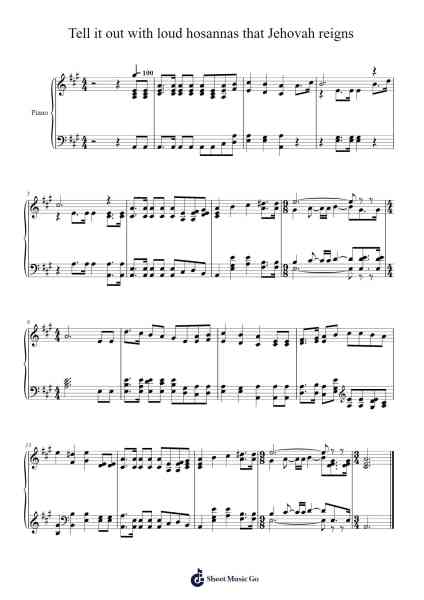 Tell it out with loud hosannas that Jehovah reigns Sheet Music by Isaac Watts-Arr.Manreade