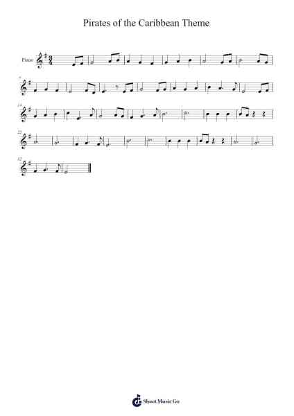 Pirates of the Caribbean Theme โน้ตเพลงโดย Jacob Meir Barsky-Arr.Temvogt Roblome