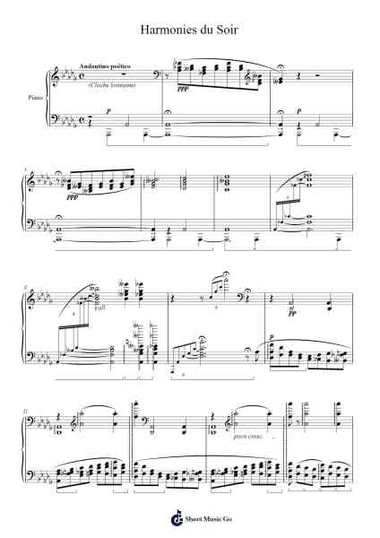 Harmonies du soir, S. 139, No. 11 Sheet Music by Franz Liszt-Arr.Pauldo Reedbart