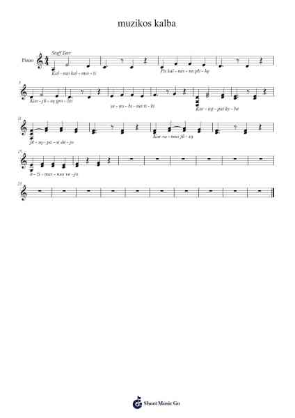 muzikos kalba Sheet Music by Attine-Arr.Wyli