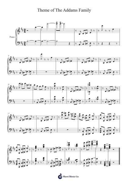 Theme of The Addams Family Sheet Music by Mark Shaiman-Arr.Rayward