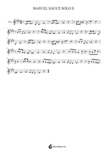BAJO EL SAUCE SOLO E 樂譜由 Rolando Valldares/Manuel Castilla - 編曲 Davexy Tykins