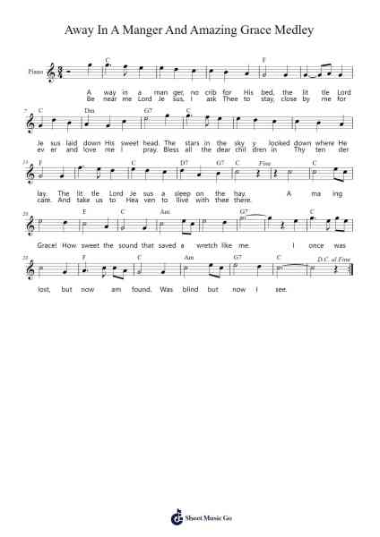 Away In A Manger And Amazing Grace Medley 樂譜由 undefined - 編曲 Paydice