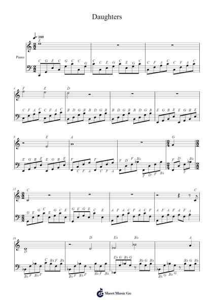 Daughters 악보 undefined - 편곡 Priney Grelen