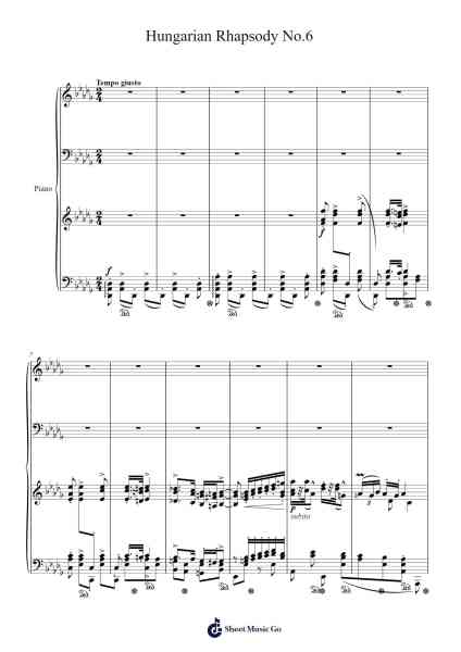 Hungarian Rhapsody No. 6 in D-flat Major, S.244/6 악보 Franz Liszt - 편곡 Huxdia