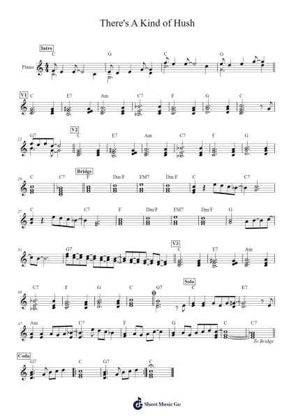 There's A Kind of Hush Musica per pianoforte di undefined - Arr.Ldad Jeanvan