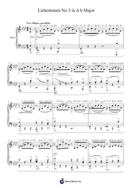 Liebestraum No 3 in A b Major Sheet Music by Franz Liszt-Arr.Ocsy
