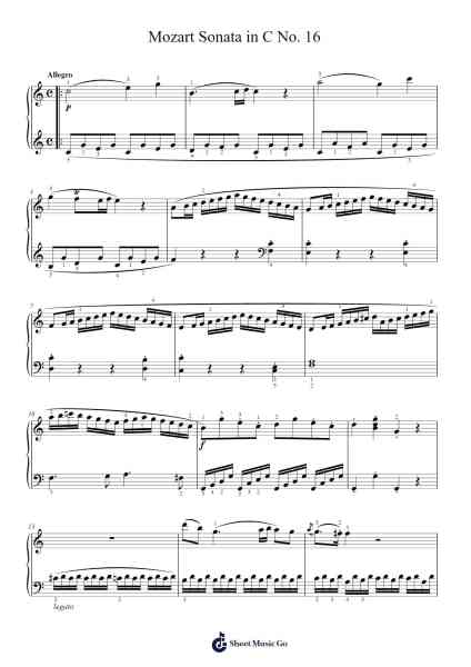 Mozart Sonata in C No. 16 โน้ตเพลงโดย Mario Bravo/JUAN RUBIO-Arr.Ninah
