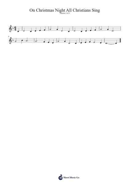 On Christmas Night All Christians Sing Sheet Music by Mrs Cranstone-Arr.Milllas