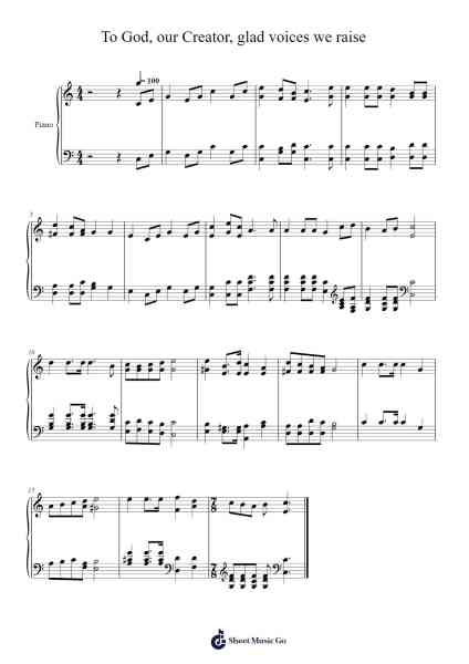 To God, Our Creator, Glad Voices We Raise 乐谱由 Isaac Watts - 编曲 Huttbins