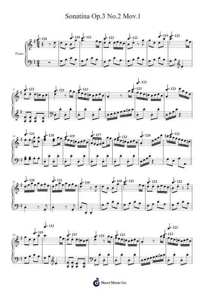 Sonatina Op.3 No.2 Mov.1 โน้ตเพลงโดย undefined-Arr.Kelins Woothe