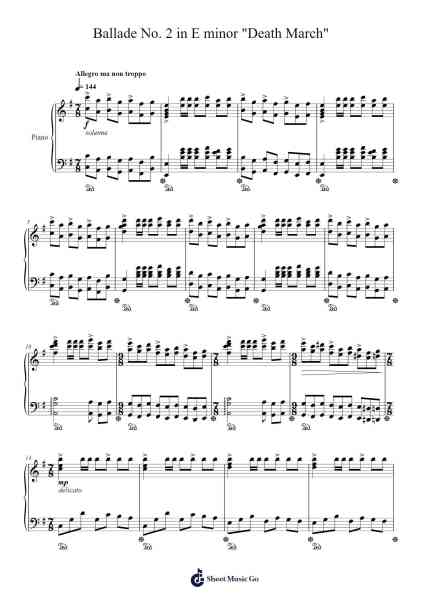 Ballade No. 2 in E minor "Death March" Sheet Music by Maudsnow Bachsey-Arr.Deirmand