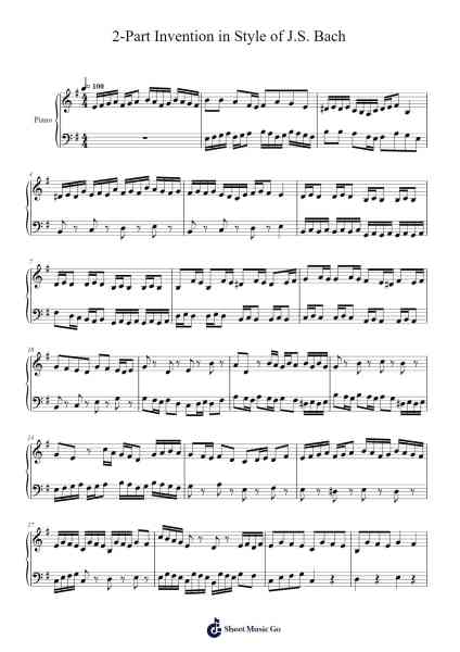 2-Part Invention in Style of J.S. Bach 樂譜由 Hannah Hollcraft - 編曲 Alruth