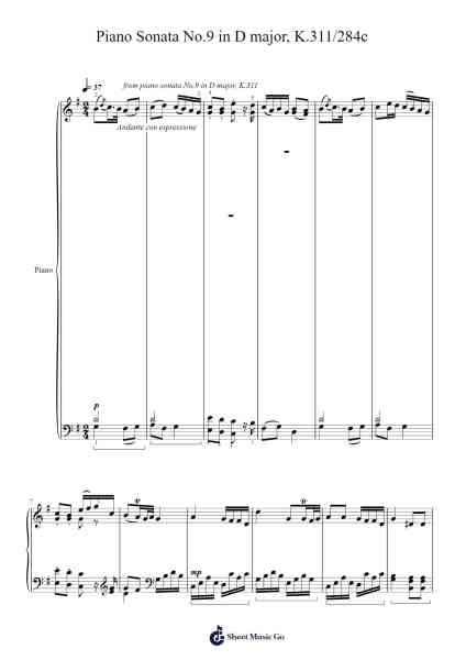 Piano Sonata No. 9 in D Major, K. 311/284c 樂譜由 undefined - 編曲 Roxanses Newmorse