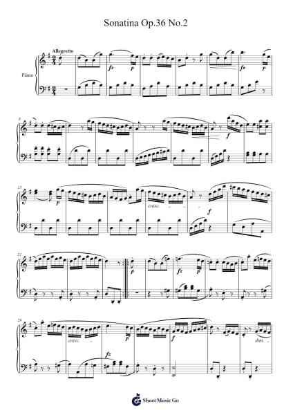 Sonatina in G Major, Op. 36, No. 2 樂譜由 Muzio Clementi - 編曲 Hugsay