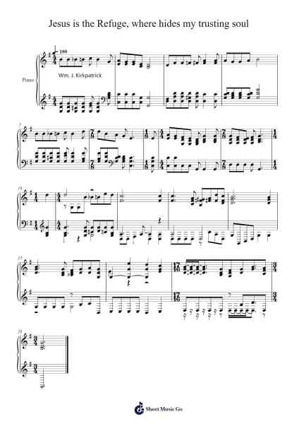Jesus is the Refuge, where hides my trusting soul Sheet Music by Isaac Watts-Arr.Bobtab
