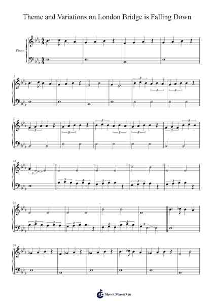 Theme and Variations on London Bridge is Falling Down Sheet Music by undefined-Arr.Taykin Wertor