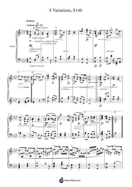 8 Variations, S148 樂譜由 Franz Liszt - 編曲 Pullamb