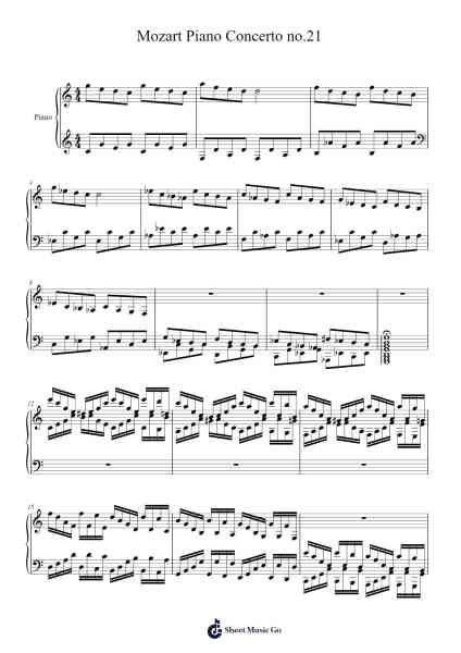 Mozart Piano Concerto no.21 乐谱由 Rachael Chan - 编曲 Jefple