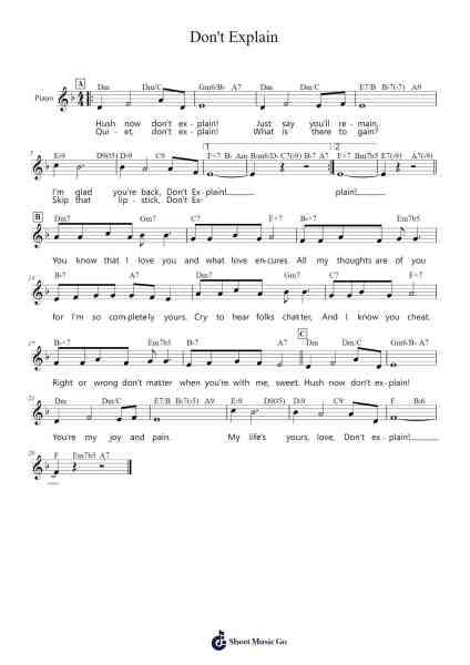 Don't Explain 樂譜由 Billie Holiday - 編曲 Nanzie