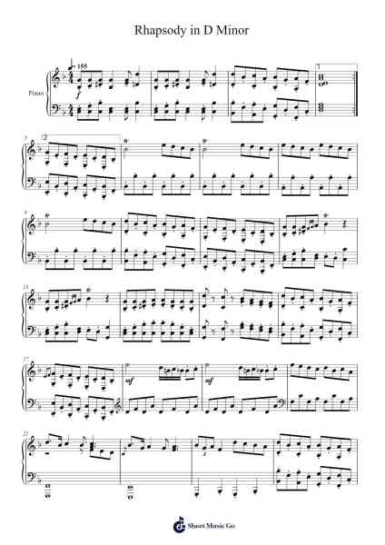 Rhapsody in D Minor Sheet Music by undefined-Arr.Hosy