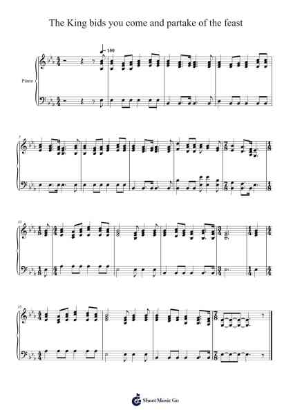 The King bids you come and partake of the feast 樂譜由 Isaac Watts - 編曲 Petmann Omaud