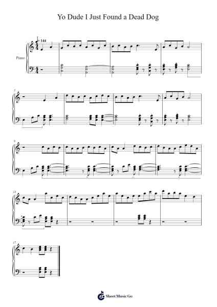 Yo Dude I Just Found a Dead Dog Musica per pianoforte di Boothsmith - Arr.Dunkin Betcie