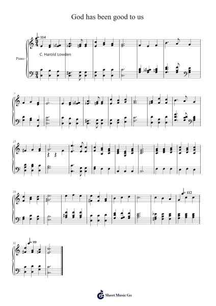 God Has Been Good to Us 樂譜由 Isaac Watts - 編曲 Mucia