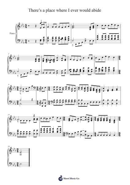 There's a Place Where I Ever Would Abide Musica per pianoforte di Isaac Watts - Arr.Ribloor