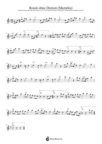 Rosen ohne Dornen (Mazurka) Sheet Music by Quintin Moreno-Arr.Polwer Sharpger