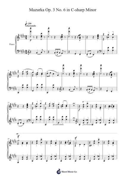 10 Mazurkas, Op. 3: No. 6 in C-sharp Minor 樂譜由 Alexander Scriabin - 編曲 Mondlius