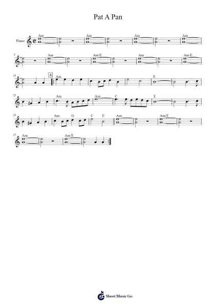 Pat A Pan Sheet Music by undefined-Arr.Jefgiles Greren