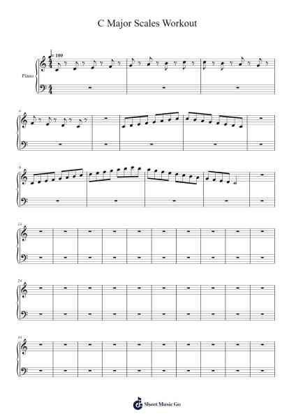 C Major Scales Workout Musica per pianoforte di Hokit Cookeboyle - Arr.Leamorse Tayh