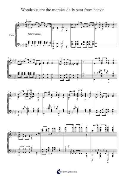Wondrous are the mercies daily sent from heaven Sheet Music by Isaac Watts-Arr.Temvogt Roblome