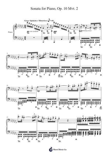 Sonata for Piano, Op. 10, No. 2: II. Largo 樂譜由 Wattlith Yvesfe - 編曲 Saske