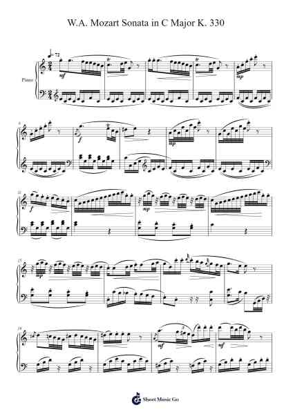 Piano Sonata No. 10 in C Major, K. 330 악보 Ordra - 편곡 O'Conbrooke