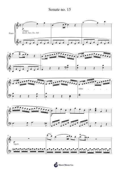Sonate no. 15 乐谱由 W.A Mozart - 编曲 Jorriel Toursnoah
