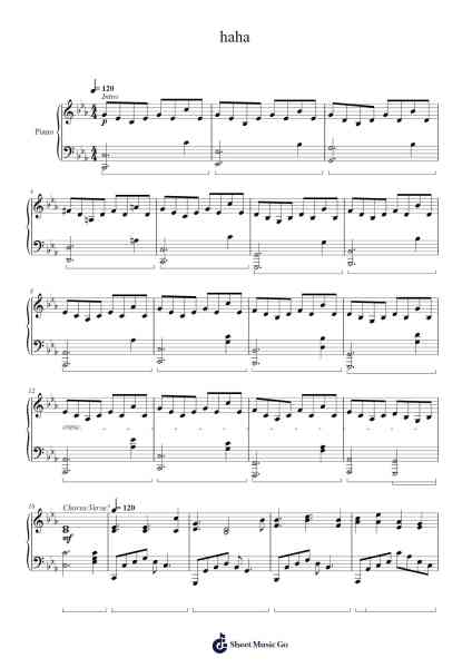 haha โน้ตเพลงโดย Adam Coppens-Arr.Aumeo Glennrine