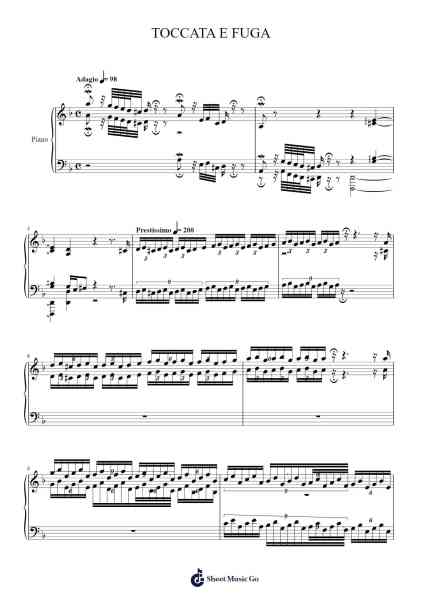 TOCCATA E FUGA Sheet Music by Johann Sebastian Bach-Arr.Georfoe