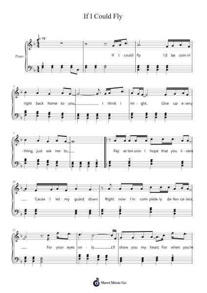 If I Could Fly Sheet Music by One Direction-Arr.Lamshop