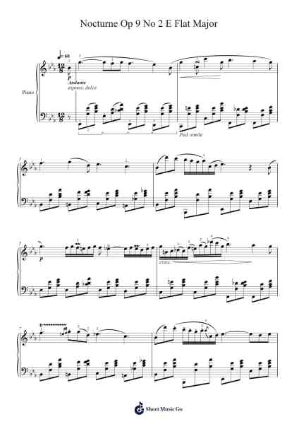 Chopin Nocturne Op 9 No 2 E Flat Major 乐谱由 Frédéric Chopin - 编曲 Holmesmax