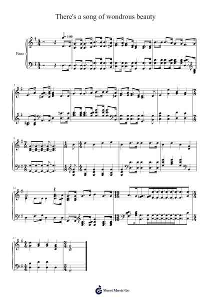 There's a Song of Wondrous Beauty Musica per pianoforte di Isaac Watts - Arr.Crylip