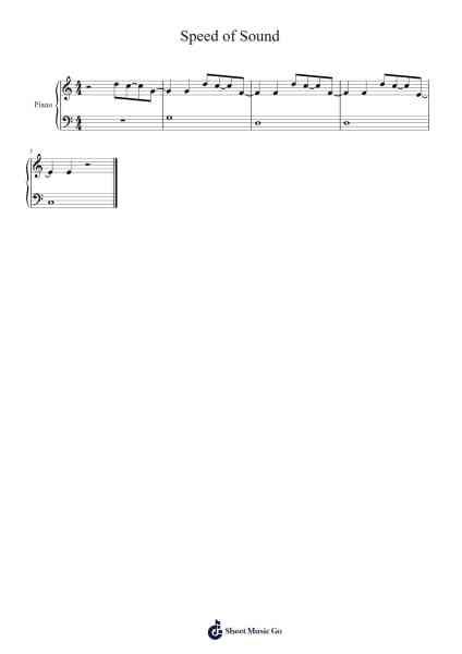 Speed of Sound Musica per pianoforte di Coldplay - Arr.Calbrown Yertate