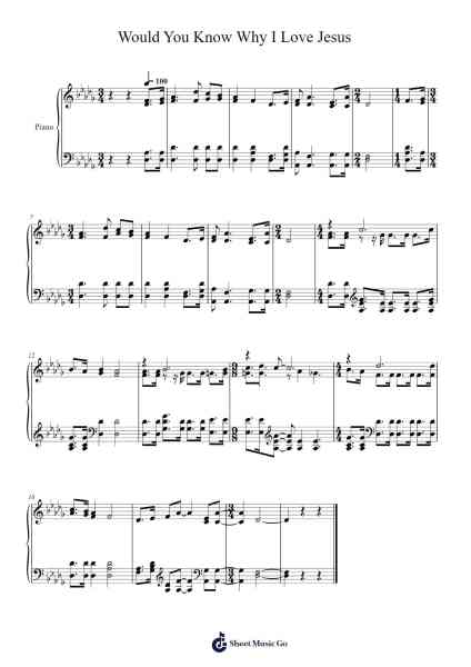 Would You Know Why I Love Jesus 樂譜由 Isaac Watts - 編曲 Tifville