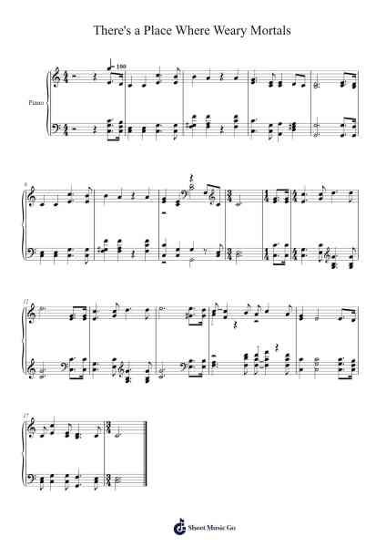 There's a Place Where Weary Mortals Musica per pianoforte di Isaac Watts - Arr.Rocius